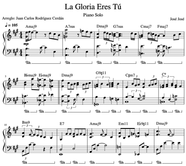 La Gloria Eres Tú - Partitura Piano